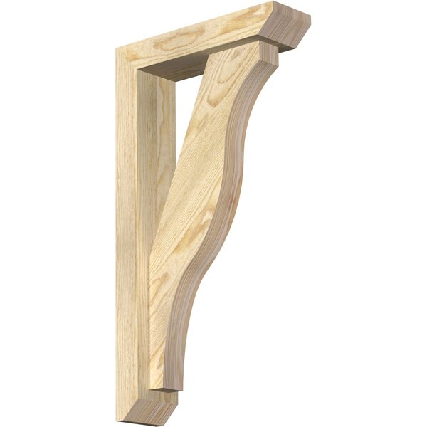 Ekena Millwork Funston Slat Rough Sawn Bracket w/ Offset Brace, Douglas Fir, 4"W x 14"D x 26"H BKT0402X14X26FST06RDF - main